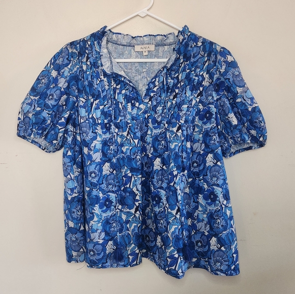 Women's Avara Blue Floral Print Top Sz 1X - Picture 11 of 11